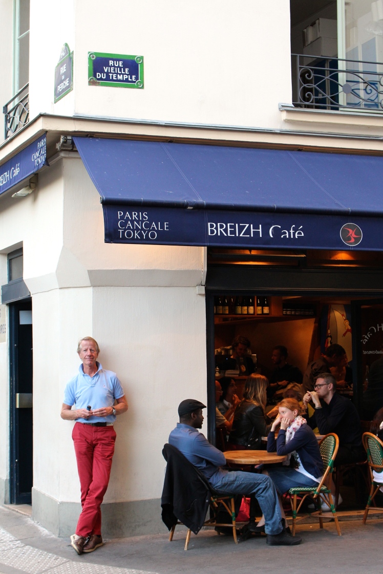 Cafe Breizh in the Marais, complete with male model Frans
